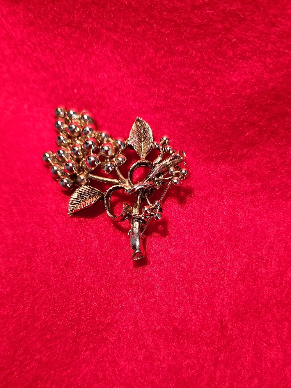 Gold Tone Floral Cluster Brooch - Women Jewelry